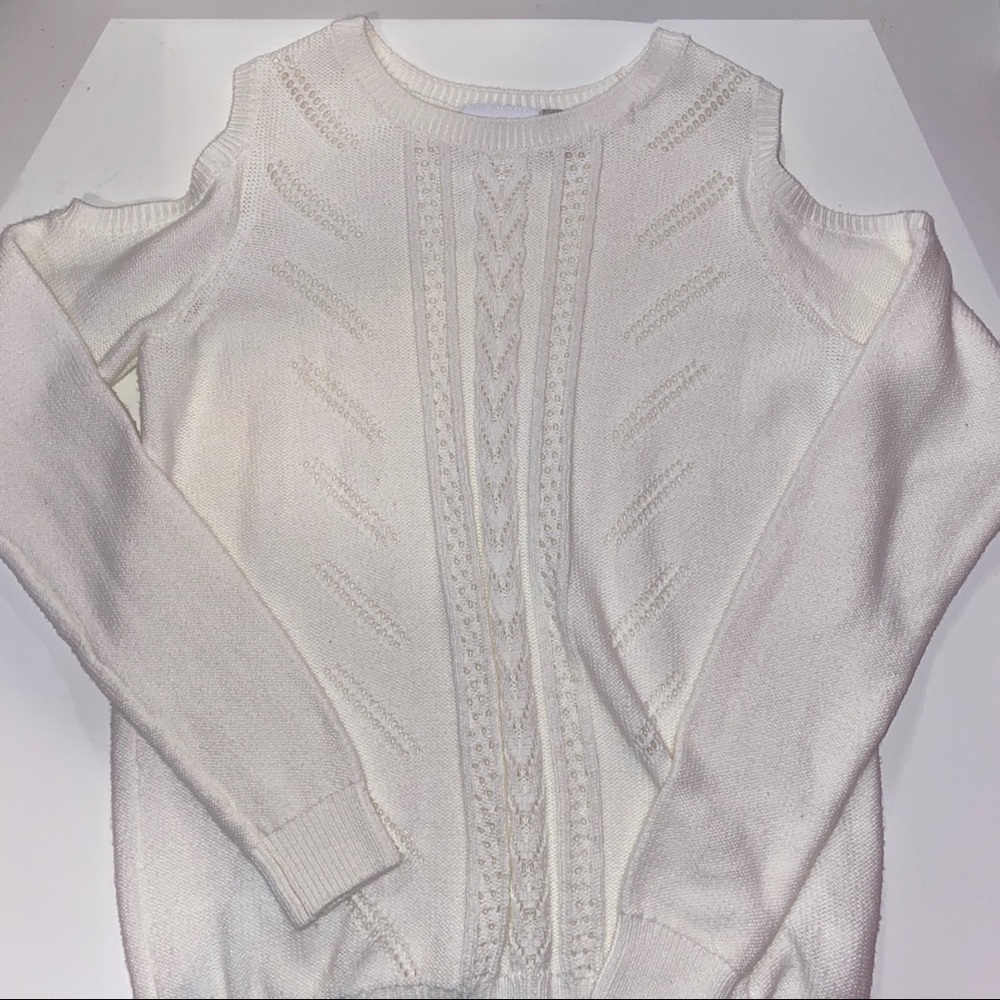 Girls knitted cold shoulder sweater